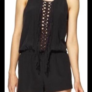BCBG Biden Fringe Black Romper size M